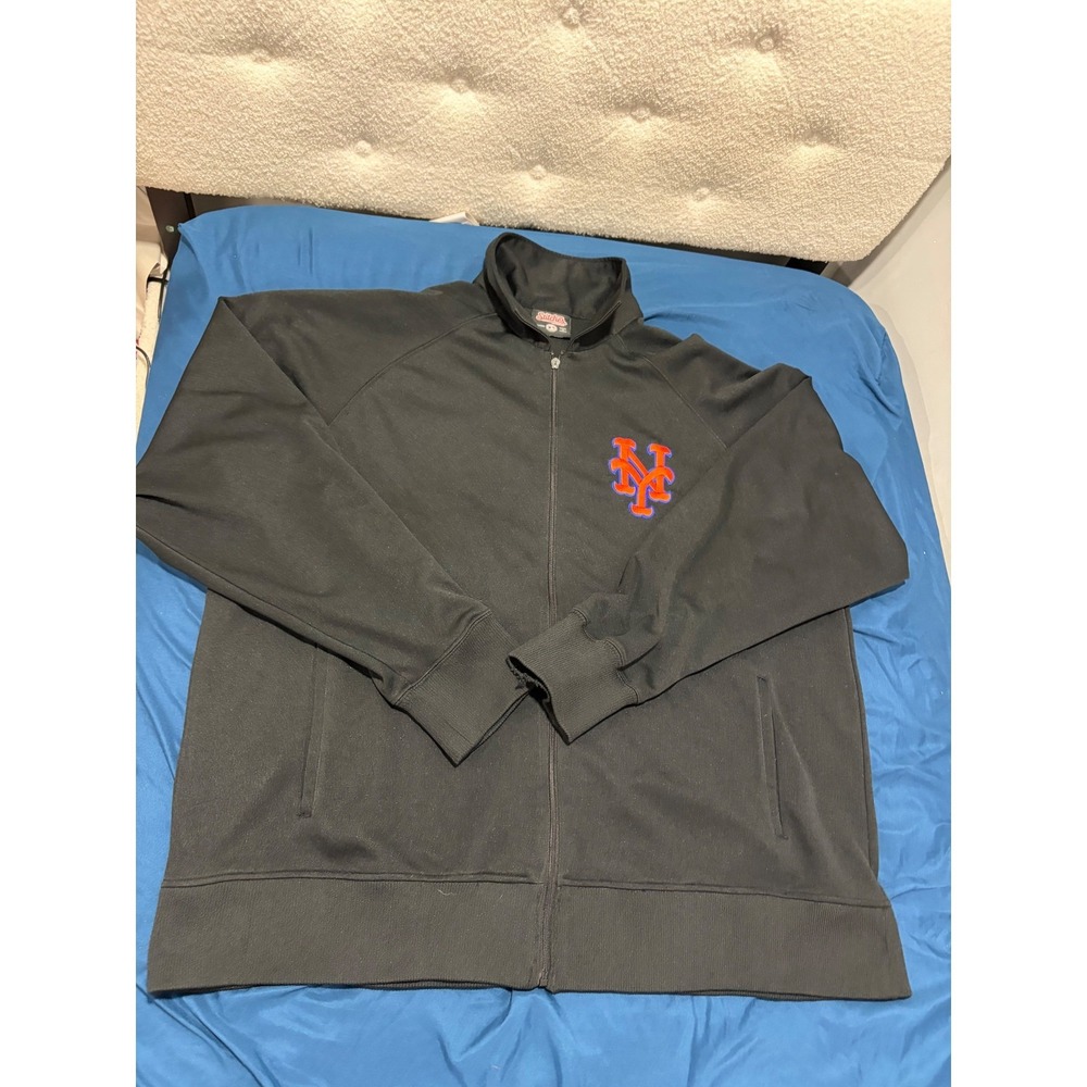 Stitches MLB New York Mets Track Jacket Mens 2XL Black Full Zip Embroidered Logo